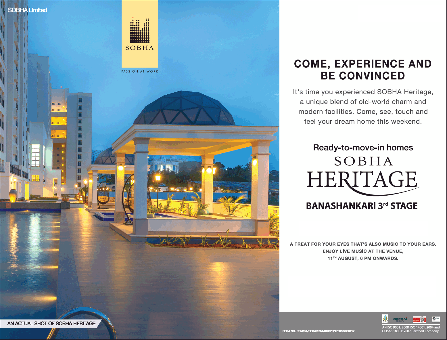 Book ready to move in 2 & 3 bhk apartments at Sobha Heritage in Bangalore
